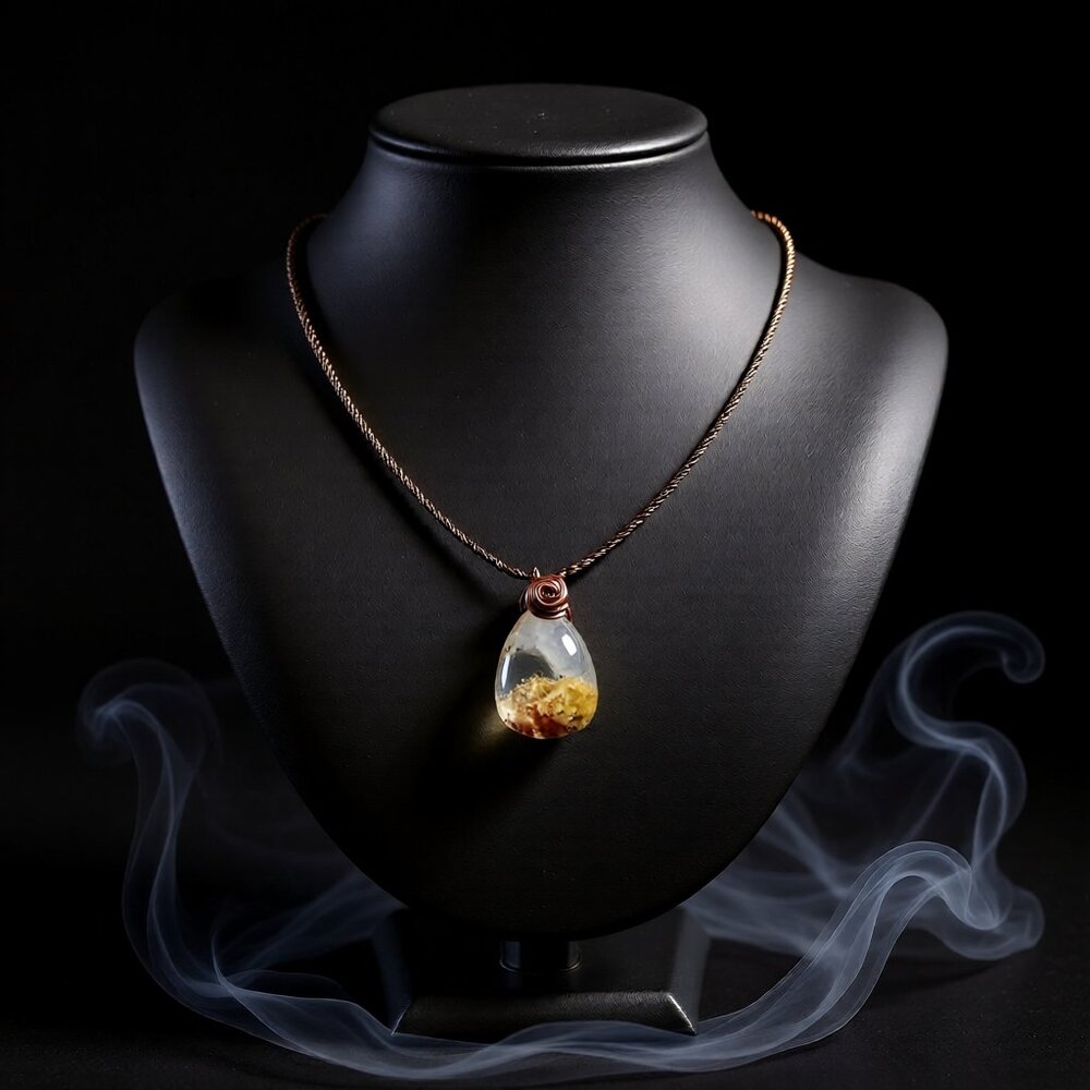 Heavy Clear Quartz Drop Pendant w. Natural Rock Inclusions +++ 23" Rope Chain - Picture 2 of 11